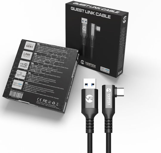 Meta Quest USB 3.2 Кабел USB-C мъжки - USB-A Черен 5m VVR.K5M2.OCULUSLINK.CABLE.USB.A.3.2