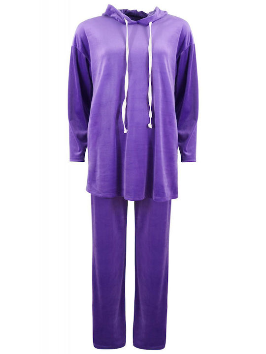 G Secret Set Women's Sweatpants Purple Velvet