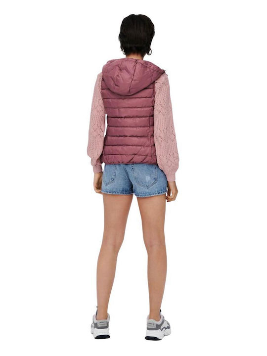 Kurz Damen Ärmellos Puffer Jacke für Winter Rosa