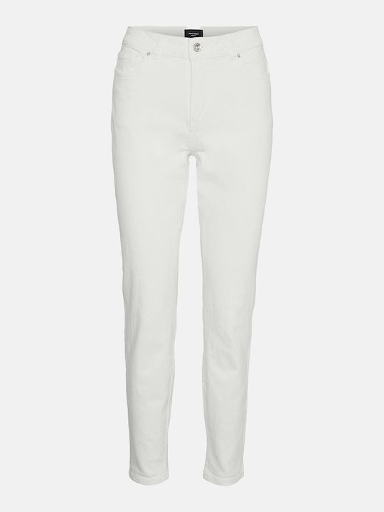 Vero Moda High Waist Women's Jean Trousers in Regular Fit White