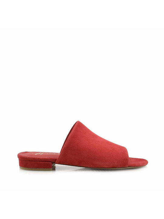 Aris Tsoubos Leder Mules mit Chunky Hoch Absatz in Rot Farbe