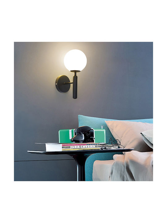 Globobox Lamp Wall with Socket E27 Black 14x20x36cm