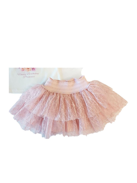 Sweet Baby Kids Set with Skirt Winter 2pcs Pink