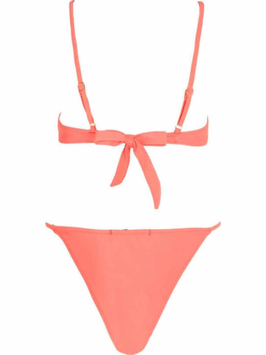 Bikini Set Triangle Top & Slip Bottom Gigi with Adjustable Straps Coral