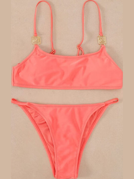 Bikini Set Triangle Top & Slip Bottom Gigi with Adjustable Straps Coral