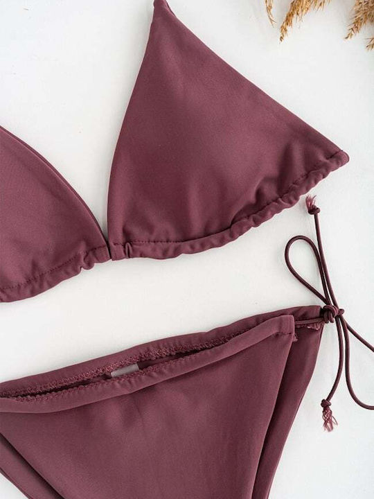Bikini-Set Dreieck mit Abnehmbarer Verstärkung Braun