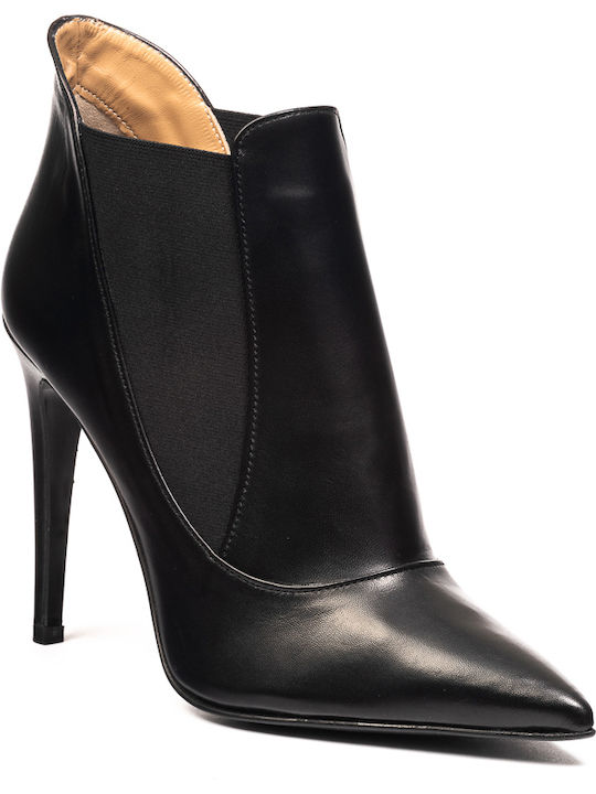 Philippe Lang Leather Women's Chelsea Boots with High Heel Black