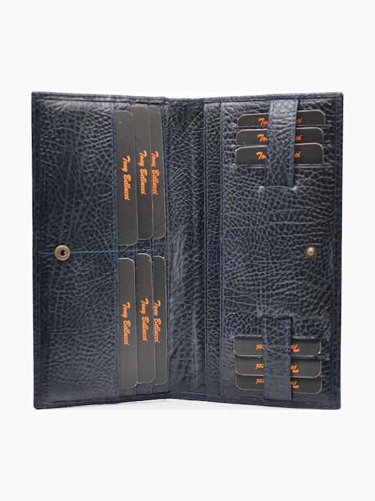 Large Leather Women's Wallet Classic Navy Blue