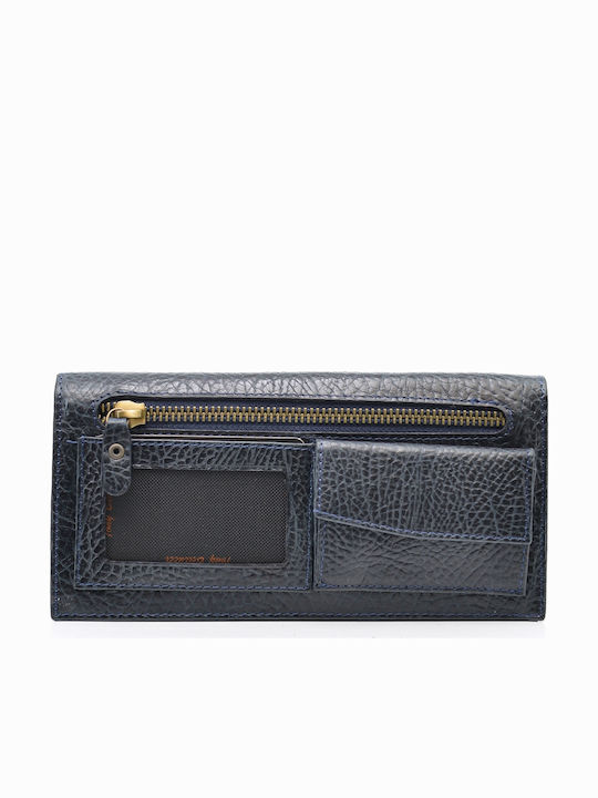 Large Leather Women's Wallet Classic Navy Blue