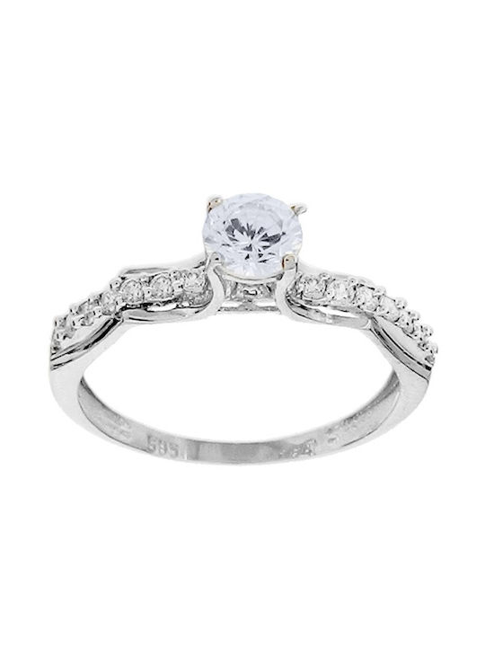 Xrisokosmima Single Stone from White Gold 14K