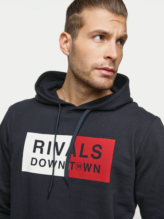 Rivals Herren Sweatshirt mit Kapuze und Taschen Blue Navy