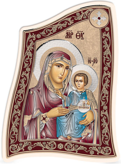 Slevori Heiligenikone Gottesmutter mit Kind Silber 15x21cm
