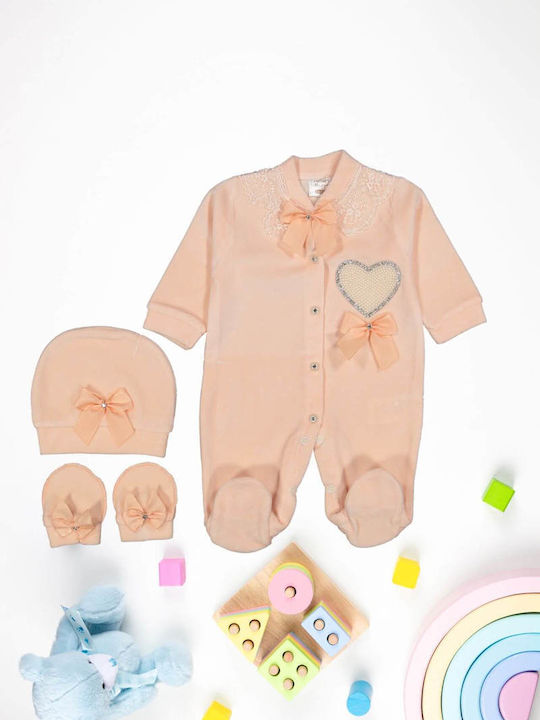 Annora Baby Set Baby Strampler Samt Rosa