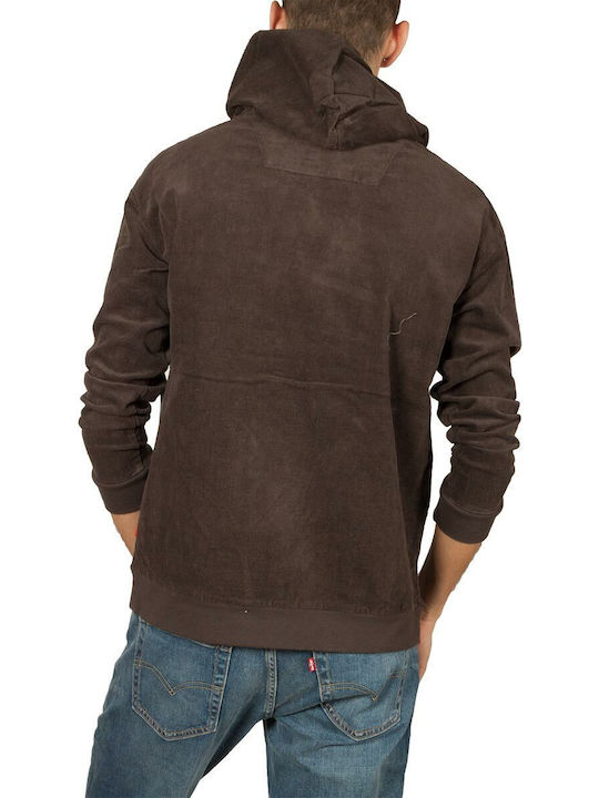 Globe Men's Sweatshirt with Hood and Pockets Brown