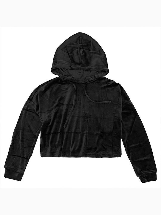 Ustyle Women's Hooded Velvet Sweatshirt Black