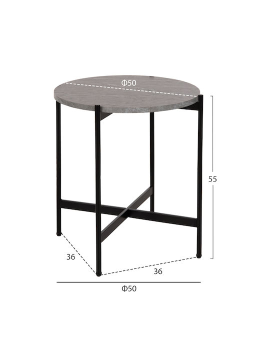 Round Side Table Wooden Grey L36xW36xH55cm.