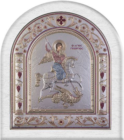 Slevori Εικόνα Άγιος Γεώργιος Ασημένια 38.9x44.9εκ.