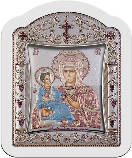 Slevori Heiligenikone Panagia Tricherousa Metall 20.6x26.4cm