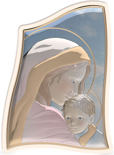 Slevori Saint Icon Virgin Mary Holding the Infant Silver 21x15cm