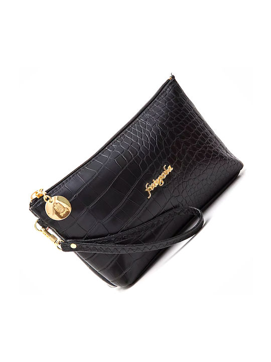 Damen Necessaire Black Croco 21cm