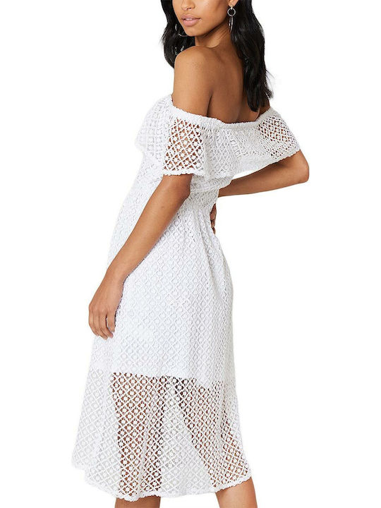 Sommer Midi Damenkleid Weiß