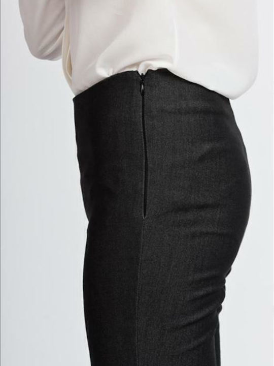 Damen Hoch tailliert Stoff Hose in Schlanker Passform Black