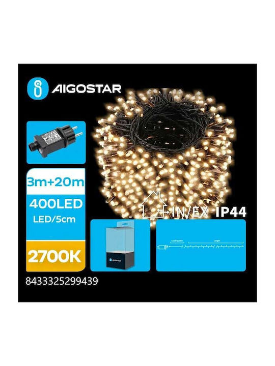 400 Christmas Lights LED Warm White in String with Programs Aigostar