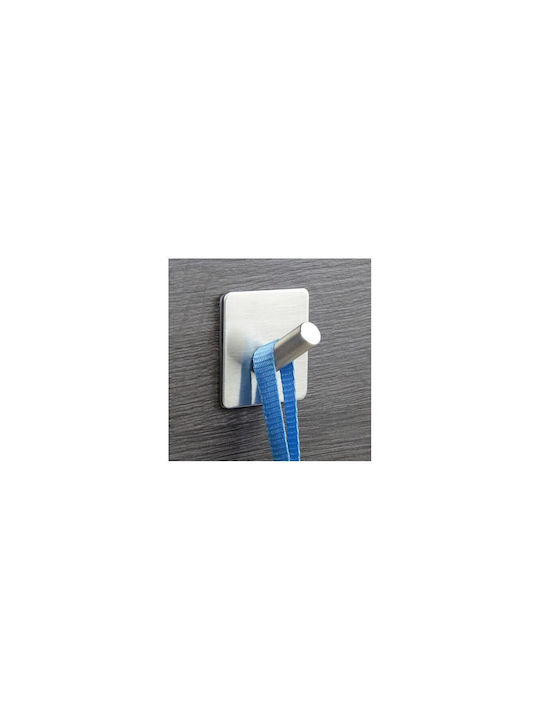 Άγκιστρο Μπάνιου Μονό με Αυτοκόλλητο ​3x2.5cm Inox Ασημί