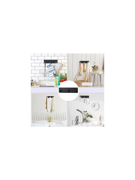 Triple Wall-Mounted Bathroom Hook ​18x2.5cm Black