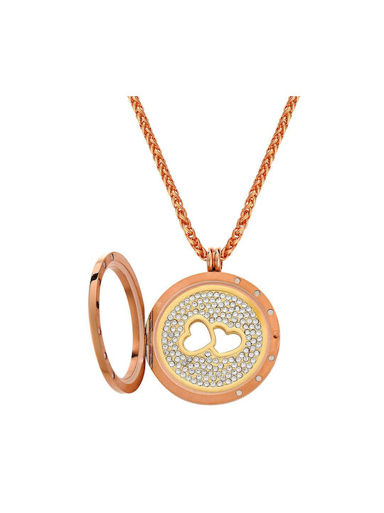 Lockits Necklace Talisman from Pink Gold Plated Steel