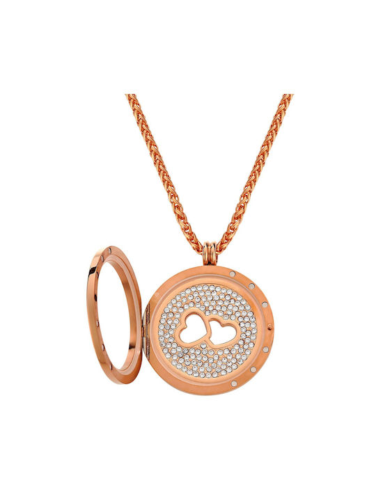 Lockits Necklace Talisman from Pink Gold Plated Steel