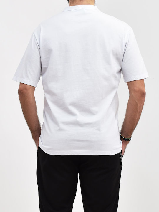 Aris Tsoubos Men's T-shirt with Buttons White