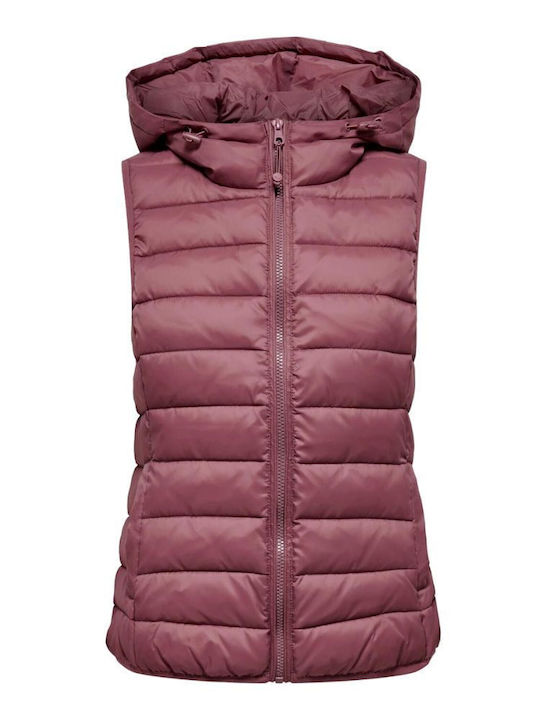 Kurz Damen Ärmellos Puffer Jacke für Winter Rosa