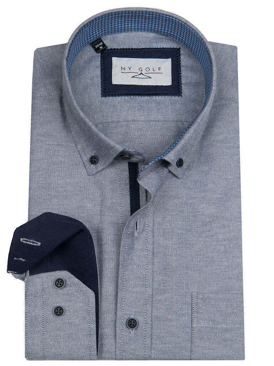 Long-sleeved Cotton Shirt Gray