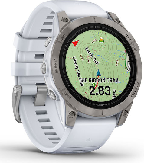 Garmin epix Pro (Gen 2) Sapphire Edition Titanium 47mm Waterproof Smartwatch with Heart Rate Monitor (Whitestone Silicone Band)