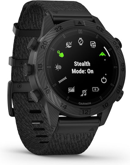 Garmin MARQ Commander (Gen 2) Carbon Edition Waterproof Smartwatch with Heart Rate Monitor (Black Jacquard Nylon Strap)