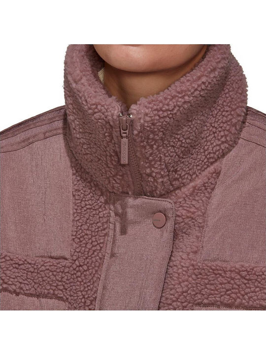 Sherpa Women's Purple Coat with Zipper