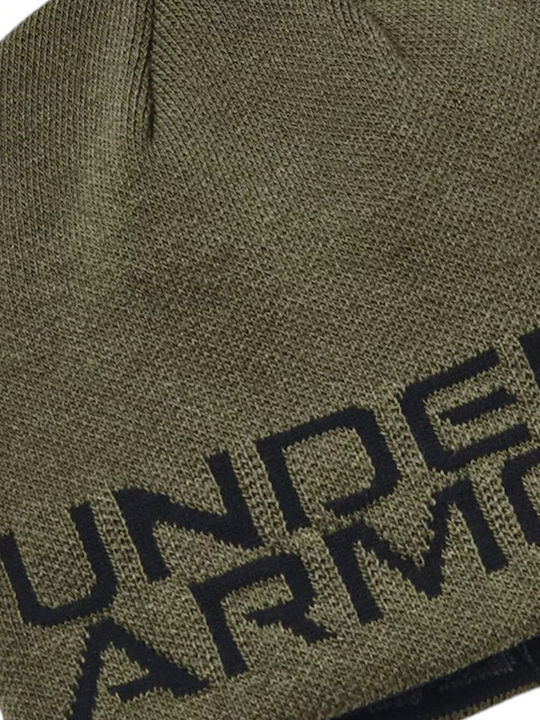 Halftime Beanie Unisex Wendbar Beanie Gestrickt in Khaki Farbe