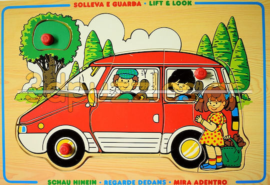 Wooden Kids Peg Puzzle Car for 2+ years+ Years Anelixi