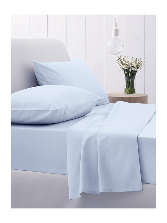 Sunshine Sheet Semi Double with Elastic 120x200+30cm. Cotton Feelings Light Blue