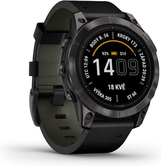 Garmin Epix Pro (Gen 2) Sapphire Edition Titanium 47mm Waterproof Smartwatch with Heart Rate Monitor (Carbon Grey DLC Titanium with Black Leather Band)