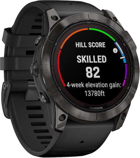 Garmin Fenix 7X Pro Sapphire Solar Edition Titanium 51mm Waterproof Smartwatch with Heart Rate Monitor (Carbon Grey DLC Titanium with Black Band)