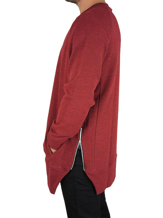 Minimarket longline sweatshirt burgundy melange Men's - mife94