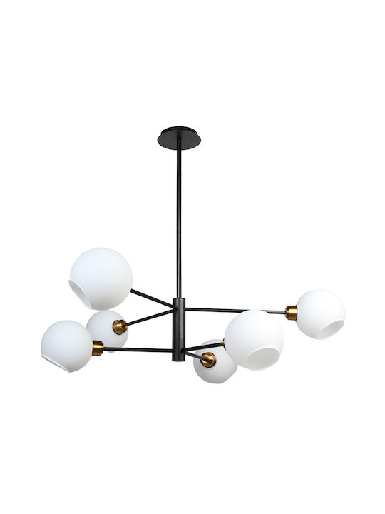 Globobox Pendant Light Black for 6 Bulbs E27 96x75cm