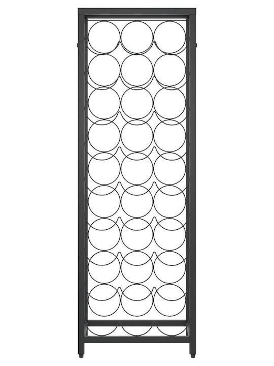 vidaXL С крака Κάβα Ποτών Метал για 27 Μπουκάλια Черен 34x18x100εκ.