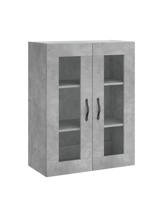 Wand Wohnzimmer Vitrine aus Spanplatte mit Glas Grey 69.5x34x90cm