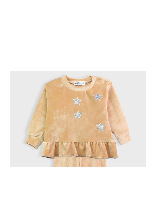 Nek Kids Wear Kinder Set mit Hose Winter 2Stück Beige Gold