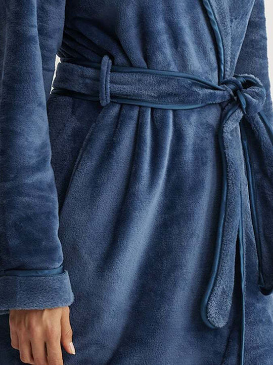 Promise Winter Damen Vlies Robe Blau