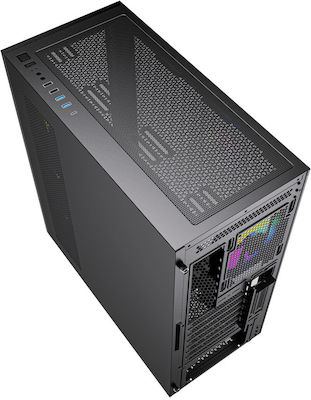Gembird Fornax X450MAX Gaming Midi Tower Κουτί Υπολογιστή με Πλαϊνό Παράθυρο και RGB Φωτισμό Μαύρο