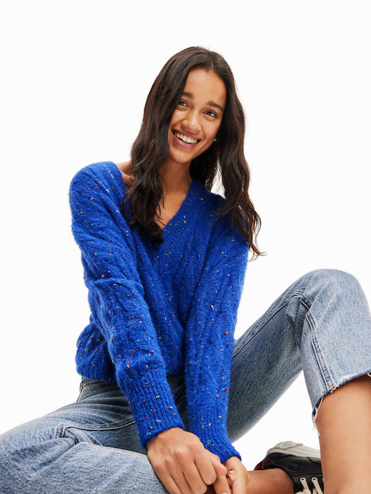 Desigual Women's Long Sleeve Sweater Blue